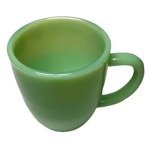 Vintage Jadeite Thick Green Glass Restaurant Ware‎ Coffee Cup Mug Unmarked 4"